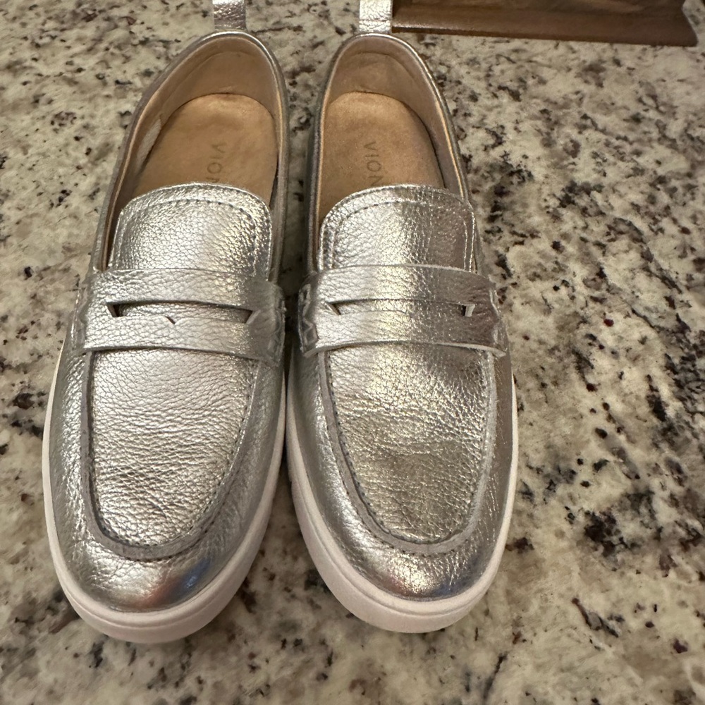 Silver Vionic loafers. Excellent condition.